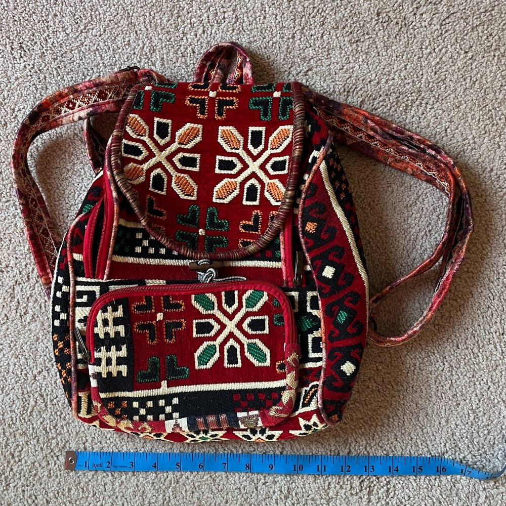 Woven *Tapestry* Backpack | Adjustable Straps | Very Unique | One of a Kind, EUC - Picture 4 of 16